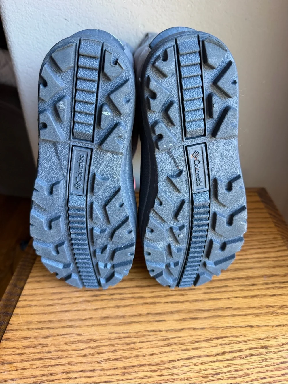 Columbia Kids Waterproof Winter Boots in Gray and Taupe with Coral Accents